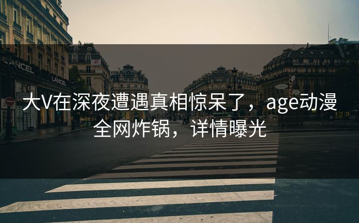 大V在深夜遭遇真相惊呆了，age动漫全网炸锅，详情曝光