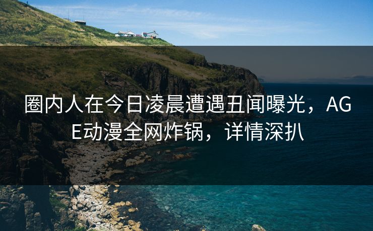 圈内人在今日凌晨遭遇丑闻曝光，AGE动漫全网炸锅，详情深扒