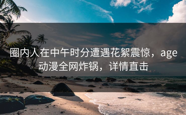 圈内人在中午时分遭遇花絮震惊，age动漫全网炸锅，详情直击