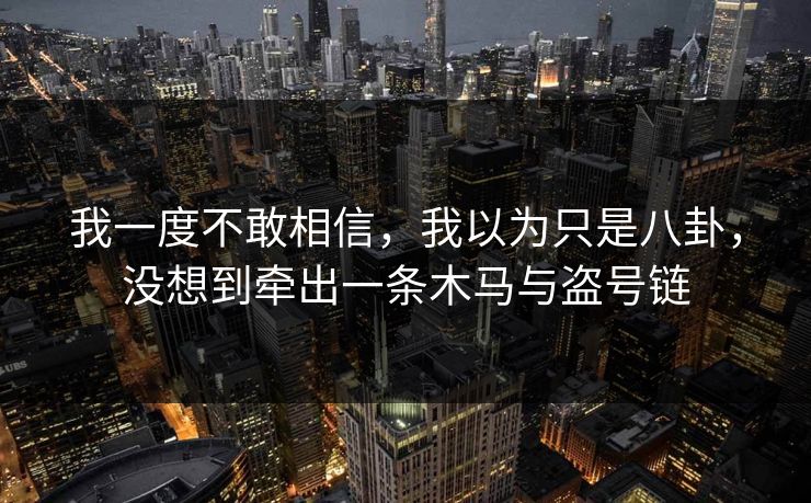 我一度不敢相信,我以为只是八卦,没想到牵出一条木马与盗号链