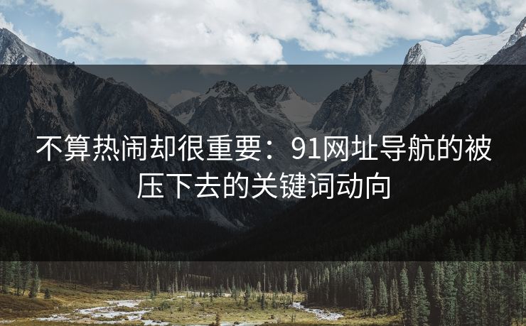 不算热闹却很重要：91网址导航的被压下去的关键词动向